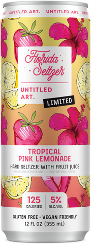 Untitled Art Florida Seltzer Tropical Pink Lemonade Case 24 12oz Sleek Cans
